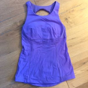 Purple lululemon built in bra workout top